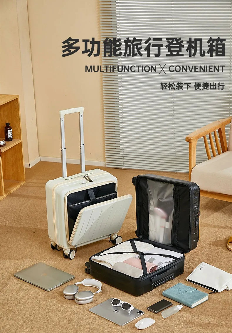 18 inches Suitcase Light Weight Suitcase Large Capacity Travel Case Spinner Wheels Suitcase Small Luggage Compartment