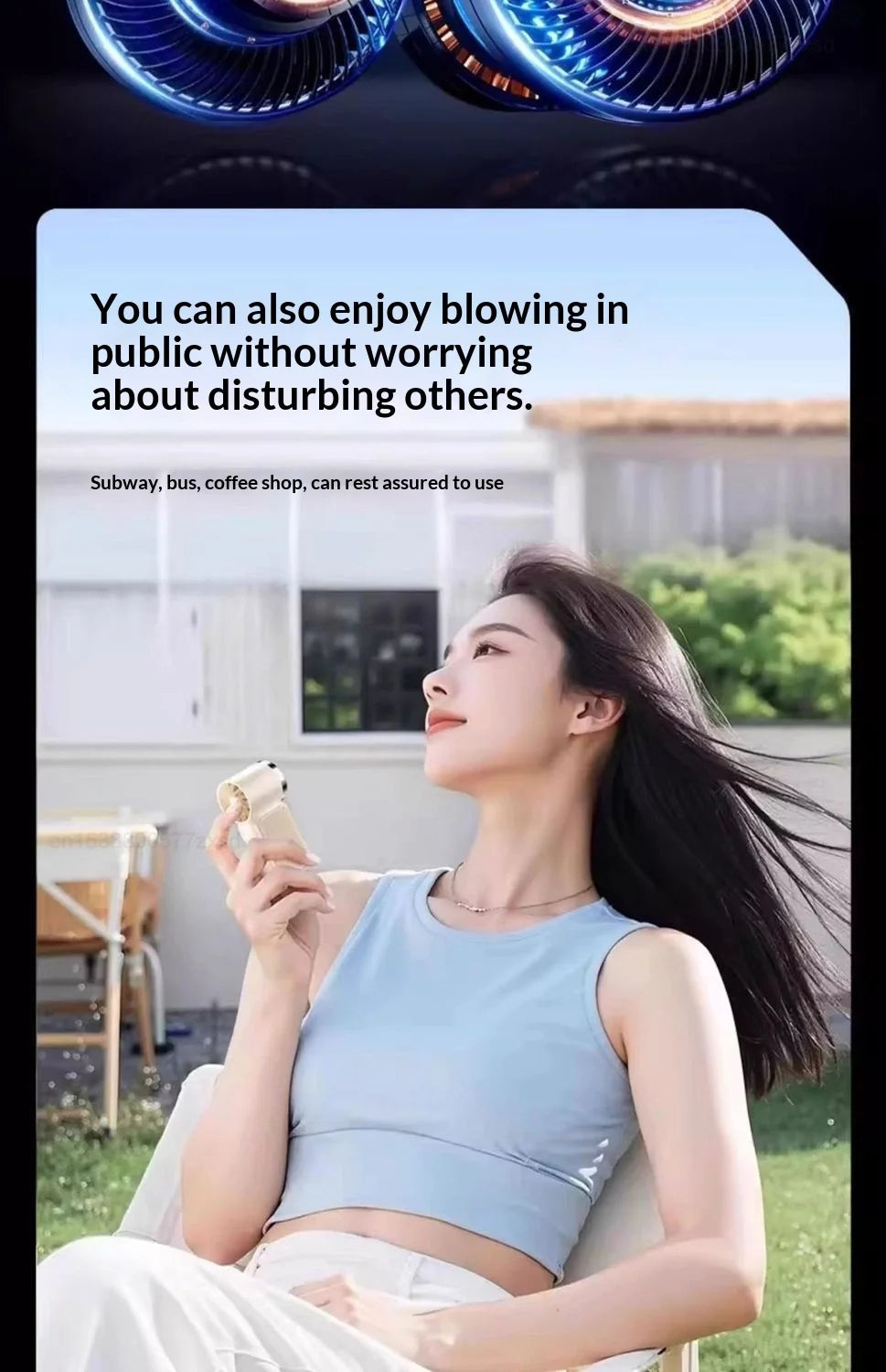 Portable Fan Convenient Creative Mini Fan Pocket Hand-held Fans Lightweight Suitable for Travel Camping Outdoors Display Screen