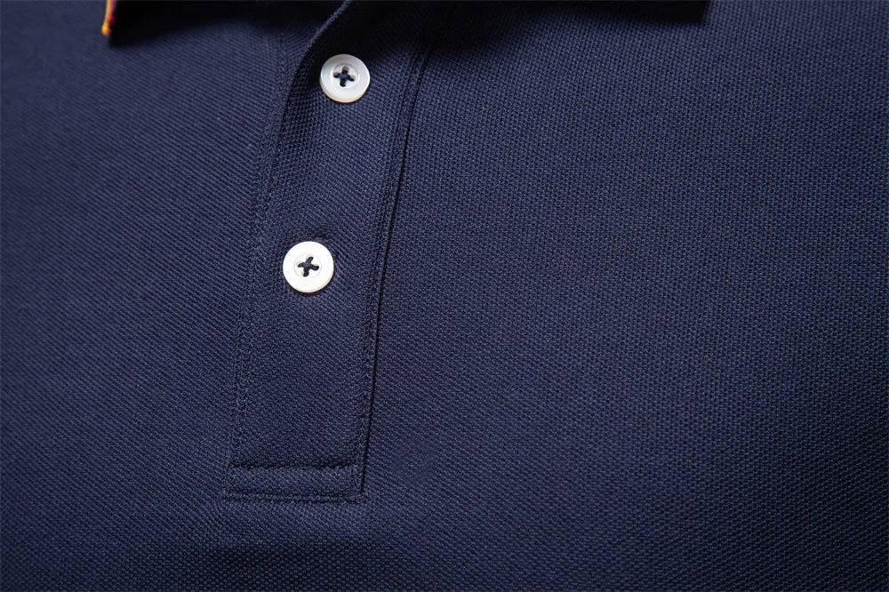 2025 Autumn New Men's Deer Embroidery Cotton Rich Blend Breathable Polo Shirts Long Sleeve Social Business Golf Polo Shirts Male