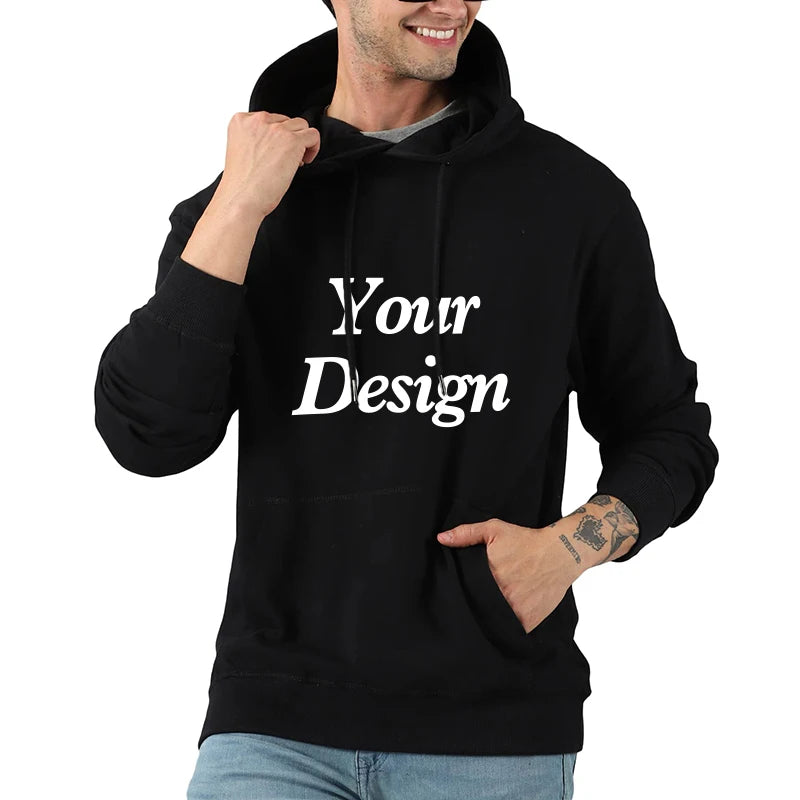 Custom Hoodie Print Embroidery Photo Text Brand Logo Autumn Winter Warm Thick Fleece Hoody Sweatshirt Men Women Customized Coat