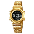 SKMEI 2139 Digital Watch Steel Muslim Azan Mens Back Light Waterproof Hijri Islamic Wristwatch Prayer Qibla Compass Alarm Clock