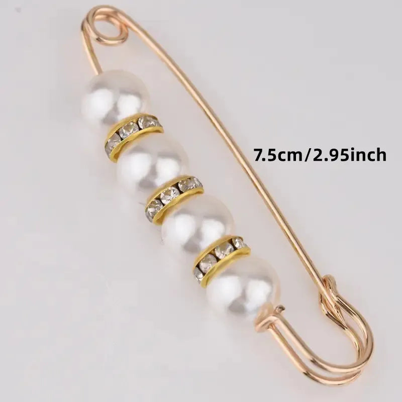 Ladies sweater shawl clip fake pearl brooch dress skirt waist decorative neckline safety pin