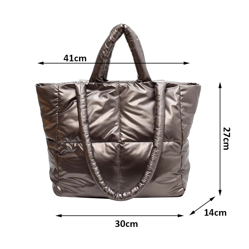 Yogodlns Large Capacity Underarm Bag Fashion Quilted Women Shoulder Bag Designer Space Padded Cotton Handbag Luxury Shopper Tote