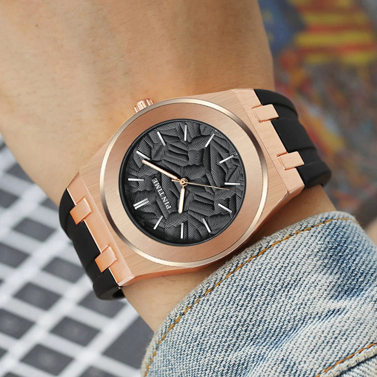 Classic versatile casual waterproof quartz men's silicone tape watch