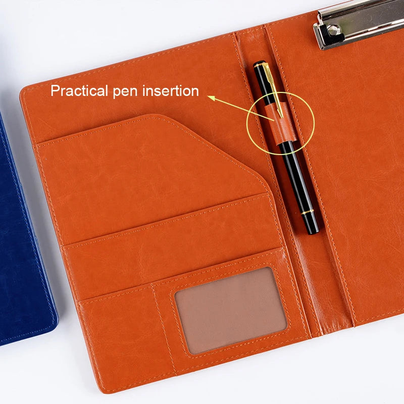 A5/B5 Leather Padfolio Executive Clipboard Document Holder Flip Design with Card Slots ID Window for Business Contract Signing