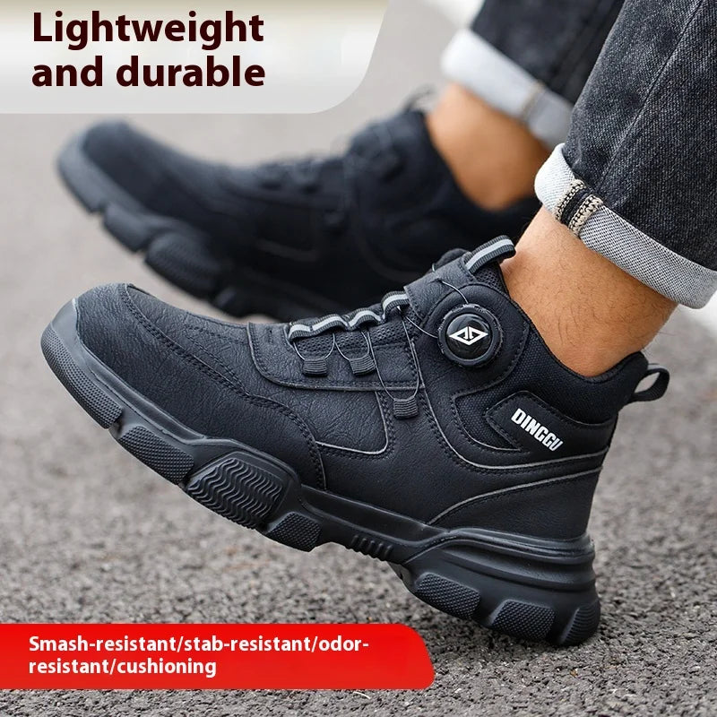 New Rotating Button Men Boots Anti-smash Anti Puncture Safety Shoes Men Work Boots Steel Toe Shoes Security Indestructible Shoes