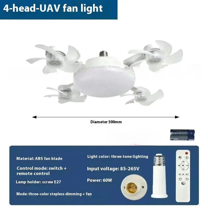 Remote-Controlled Silent LED Fan Light