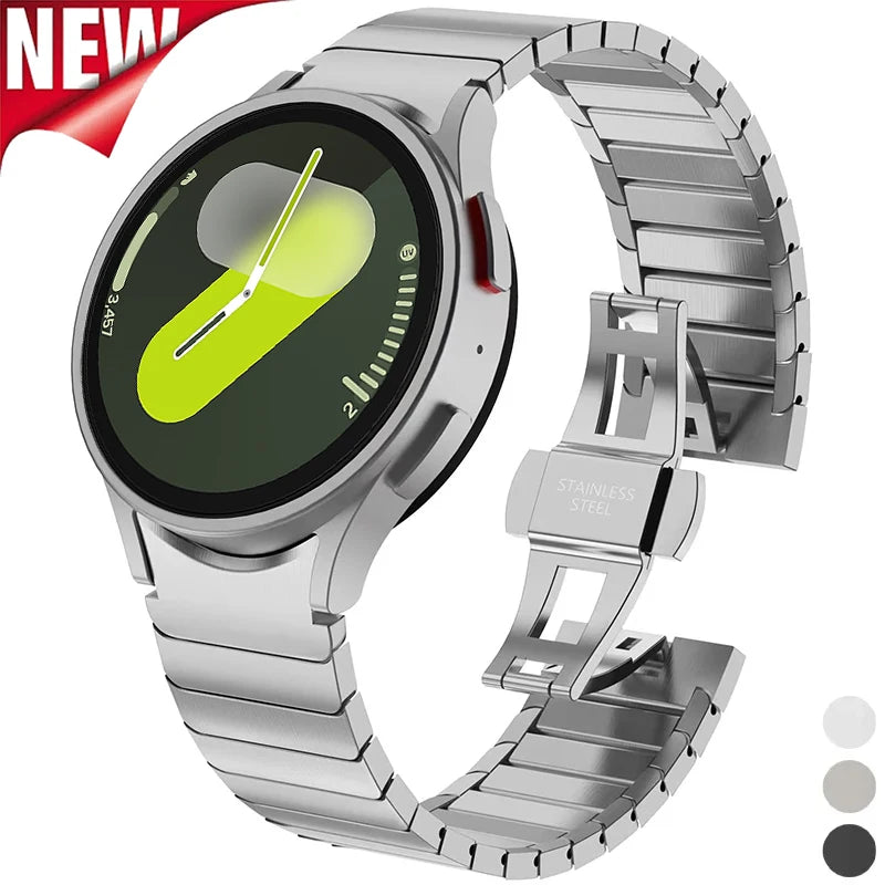 Titanium Color Strap for Samsung Galaxy Watch 7 6 5 4 40mm 44mm 6Classic 43/47mm 5Pro 45mm Luxury Stainless Steel Bracelet Band