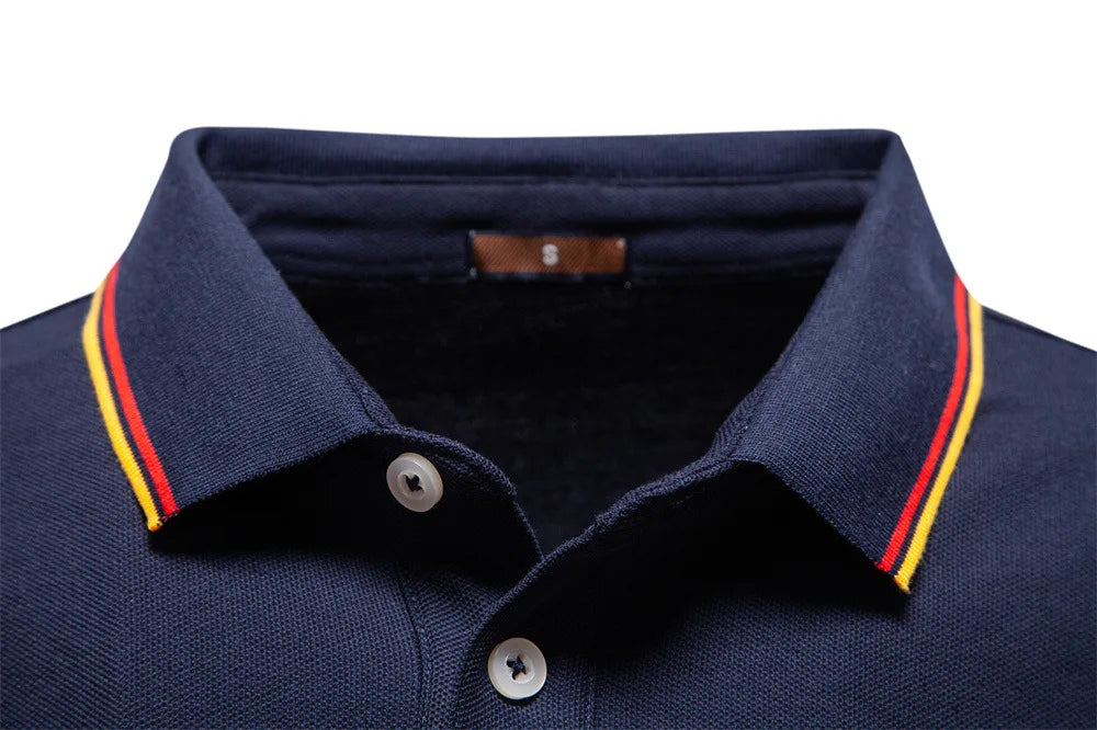 2025 Autumn New Men's Deer Embroidery Cotton Rich Blend Breathable Polo Shirts Long Sleeve Social Business Golf Polo Shirts Male