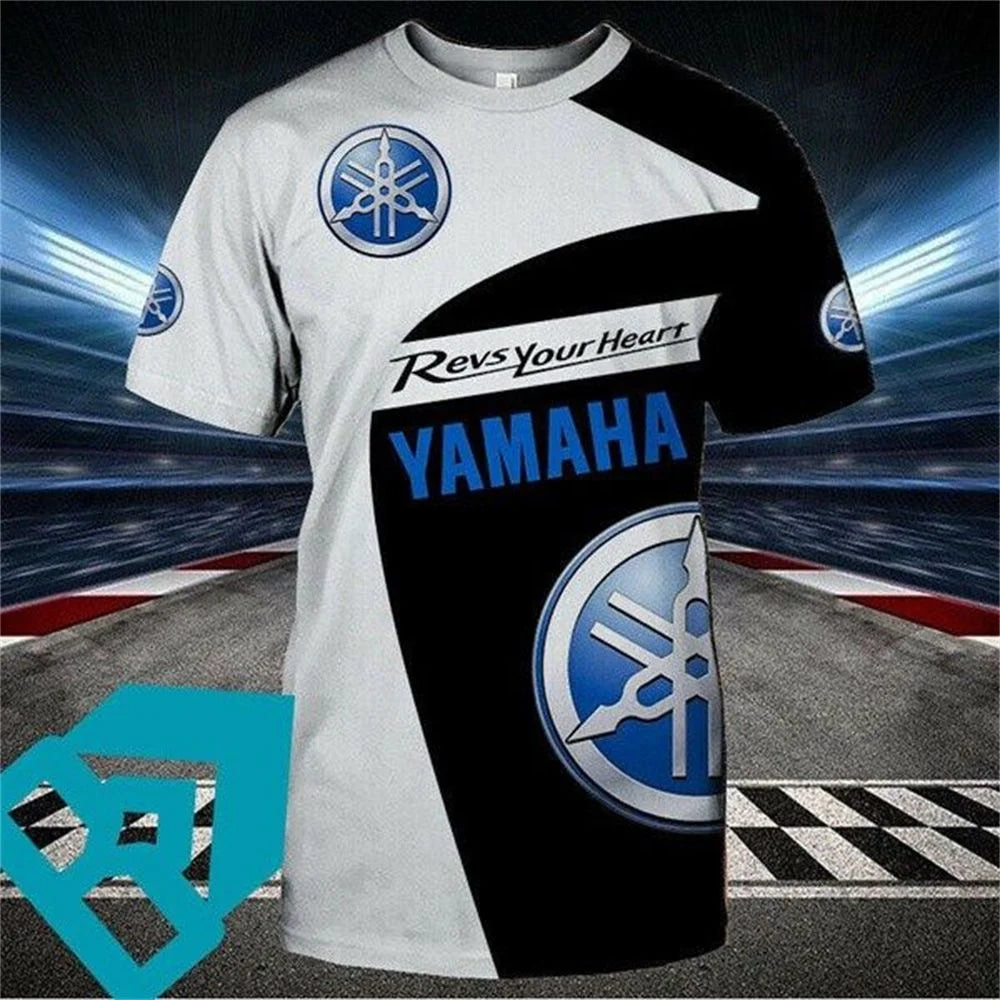 New Yamaha fashion 3D printed team motorcycle cross-country racing T-shirt for men, quick-dry, breathable, round-neck sports shi