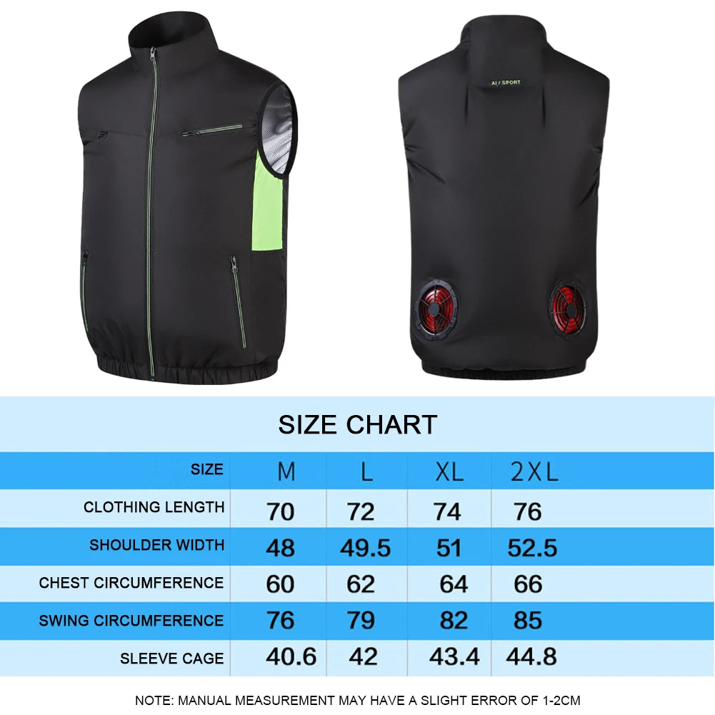Cooling Vest Air Conditioner Clothes Breathable Sleeveless Workwear 3 Gear Wearable Cooling Fan Vest for Summer Camping Fishing
