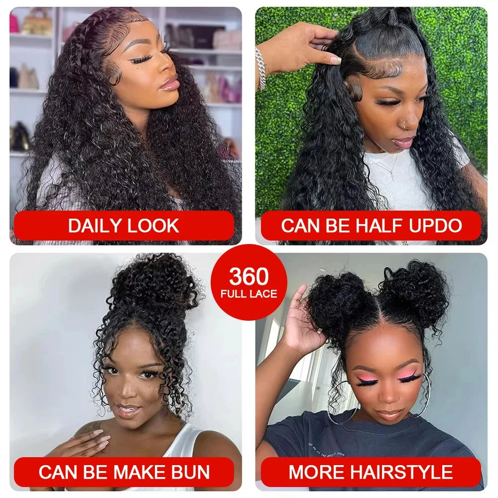 SoGreat 360 Hd Full Lace Wig Human Hair Glueless Wig Pre Cut Lace 200 Density Deep Curly 360 Lace Front Wig Preplucked For Women