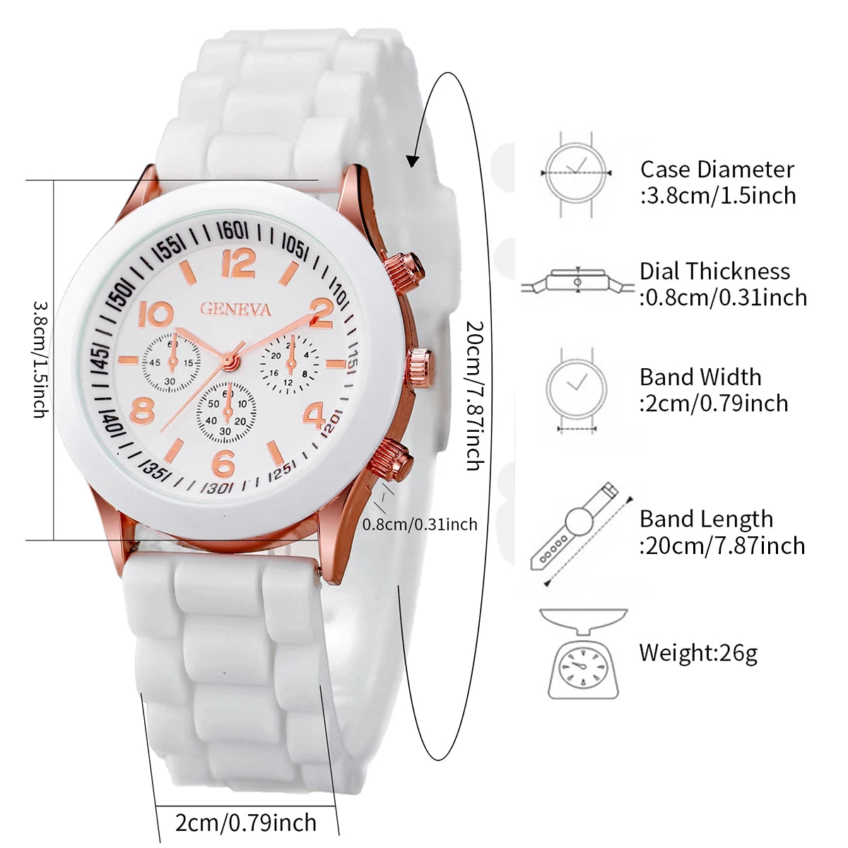 5/6PCS Women Watches Fashion Arabic Dial Silicone Band Quartz Watch Reloj Mujer Girls Clock Gift Jewelry Set（Without Box）
