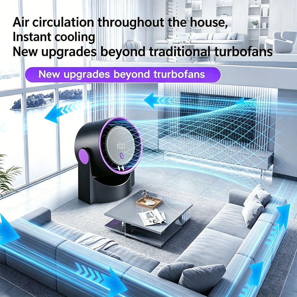 Portable Air Circulator Fan 1200mAh Desktop Rechargeable Fan 100-speed Wind Angle Adjustable for Home Outdoor Travel with Timing