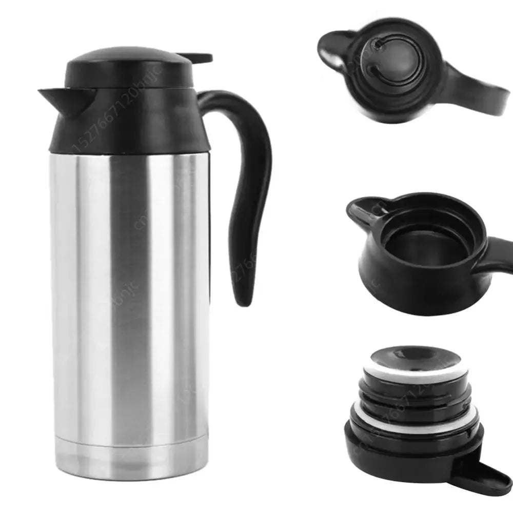 12V 24V Travel Electric Kettle Stainless Steel Smart Temperature Control Touch Travel Coffee Mug Warmer for Car Truck Leakproof