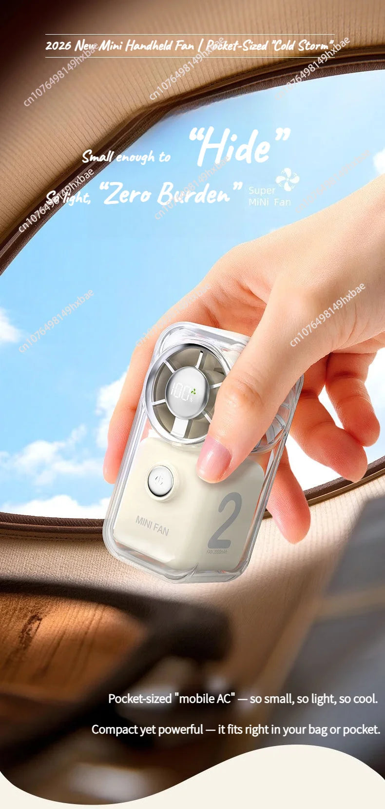 Portable mini fan | silent | long battery life/mini handheld fan, portable USB charging pocket fan, 5-speed silent cooling fan