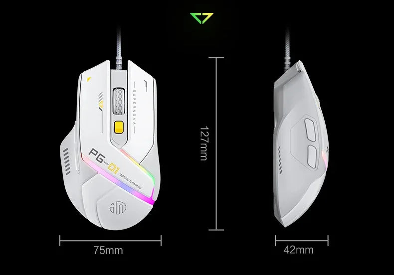 Inphic PG1 PG9 RGB Wired Gaming Mouse Ergonomics 1000Hz Polling Rate Stable Connection For Desktop And Laptop Computers