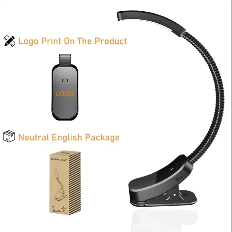 Blue light Blocking Book Light Rechargeable USB Clip On No blue Amber LED Light for Reading Eye Healthy Stepless Dimming Lamps