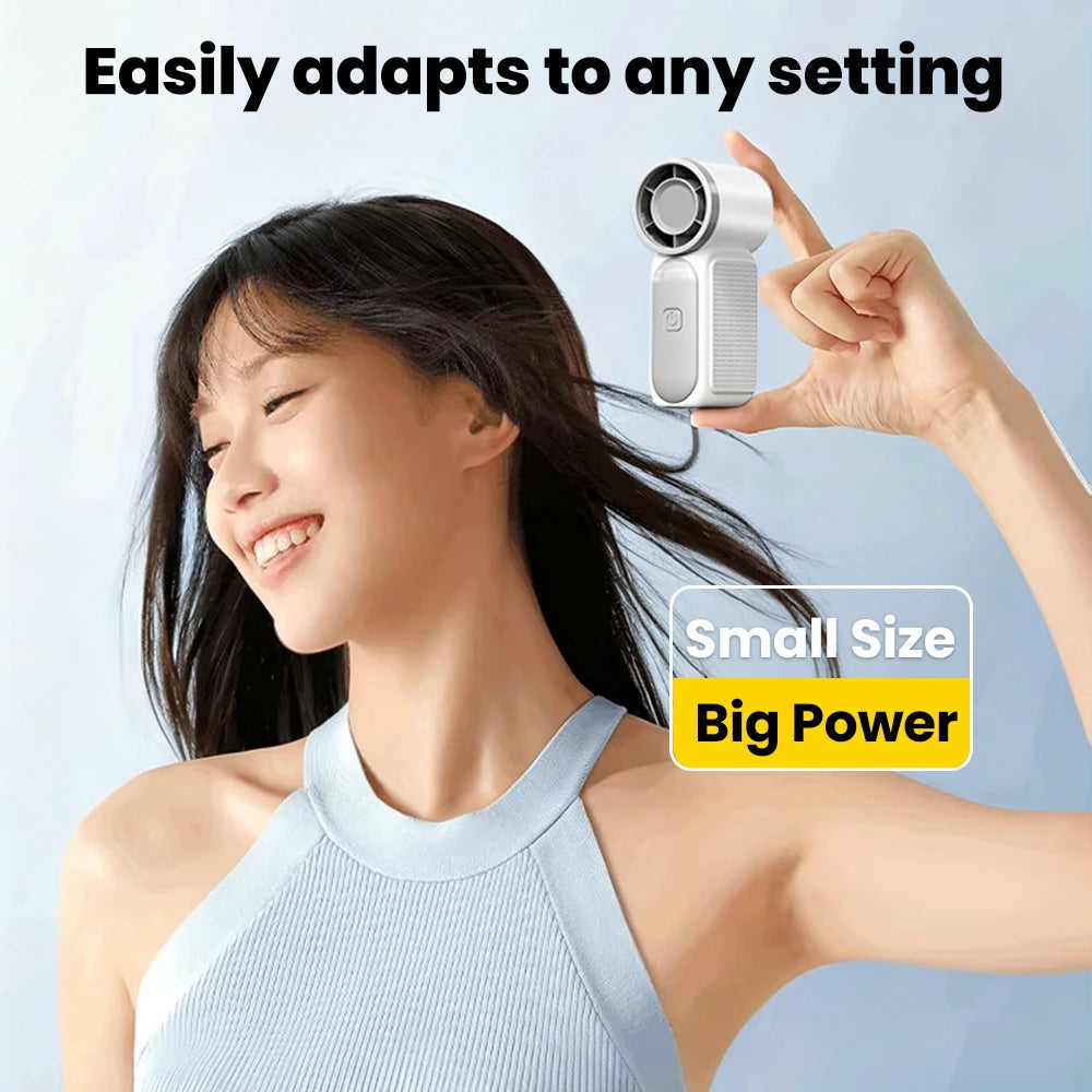 Portable Handheld Mini Fan Maximum Wind Speed 10m/s Folding Desktop 5speed Built in AI Chip Adjustment Fan Type-C Ports Charging