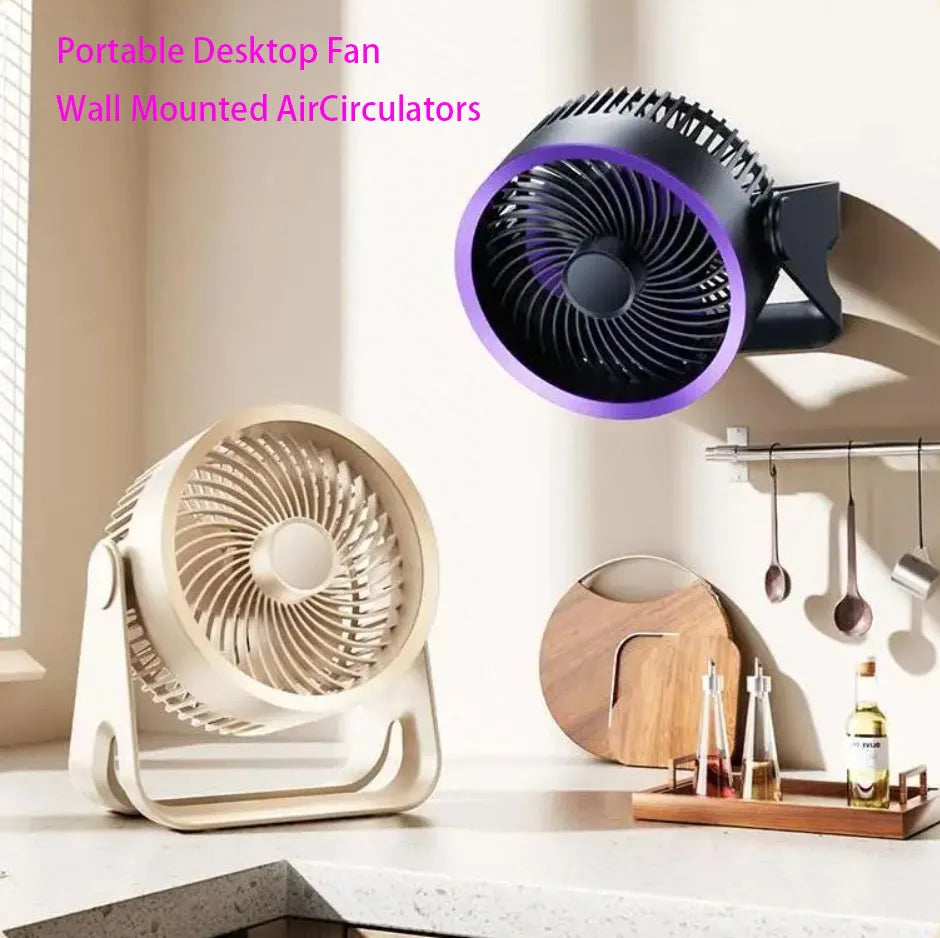 Cordless Electric Fan 3600mah Wireless Portable Air Circulator Fan Desktop Wall Ceiling Air Cooling Cooler Quiet Ventilator