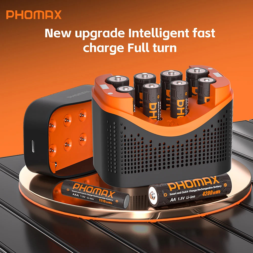 PHOMAX New Fast Charger&Rechargeable Battery,1.5V AA 4200mWh & AAA 1110mWh Lithium Battery  For  Remote Control Mouse SmartDoor