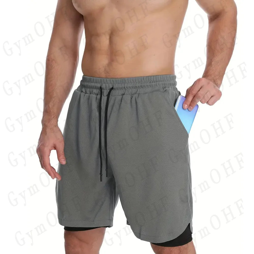 LONSDALE Men's Pattern Printed Fitness Shorts Double Layer 2-in-1 Fast Drying Fitness Outdoor Leisure Training Sports Shorts