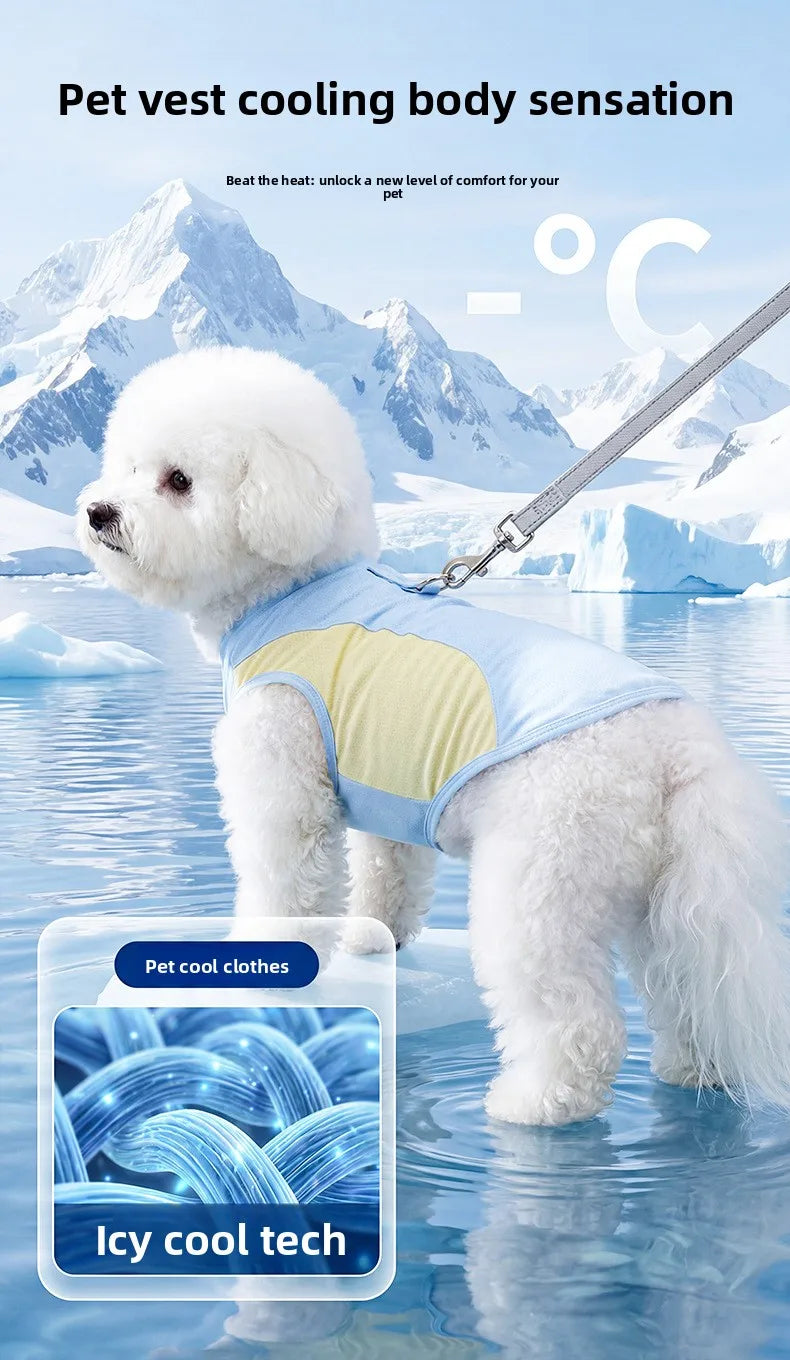 Dog cooling vest - summer sun protection, lightweight color block design, pet tank top, ice-cooling, breathable pet apparel