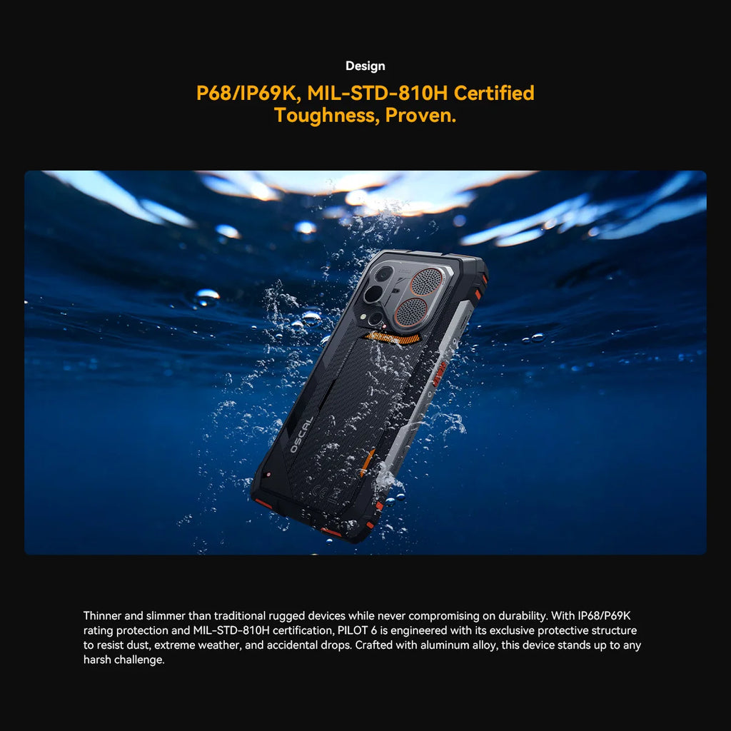 Blackview OSCAL PILOT 6 thermal imaging Rugged Smartphone MTK G100 6.67" 2.4K Display 120Hz, 12GB 256GB, 10000Amh Phones Dual 4G