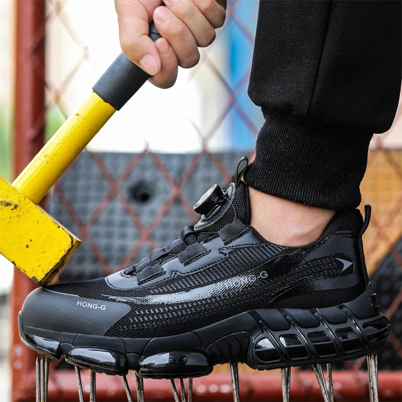 Rotating Button Safety Shoes Men Anti-smash Anti-puncture Protective Work Shoes Fashion Men Sport Shoes Security Boots Men ﻿