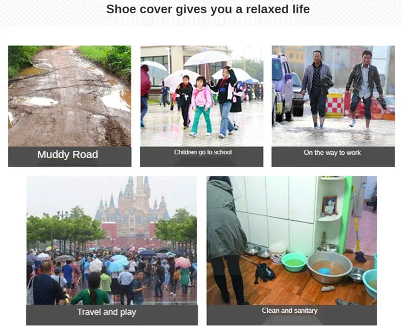 1 Pair Waterproof Shoe Cover Silicone Sport Rain Boot Cover with Layer Non-slip Material Wear-resistant Thick Shoes Cover Unisex