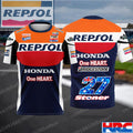 Vintage Style REPSOL Honda Racing Men's Summer Breathable Sports T-Shirt Track Short Sleeve