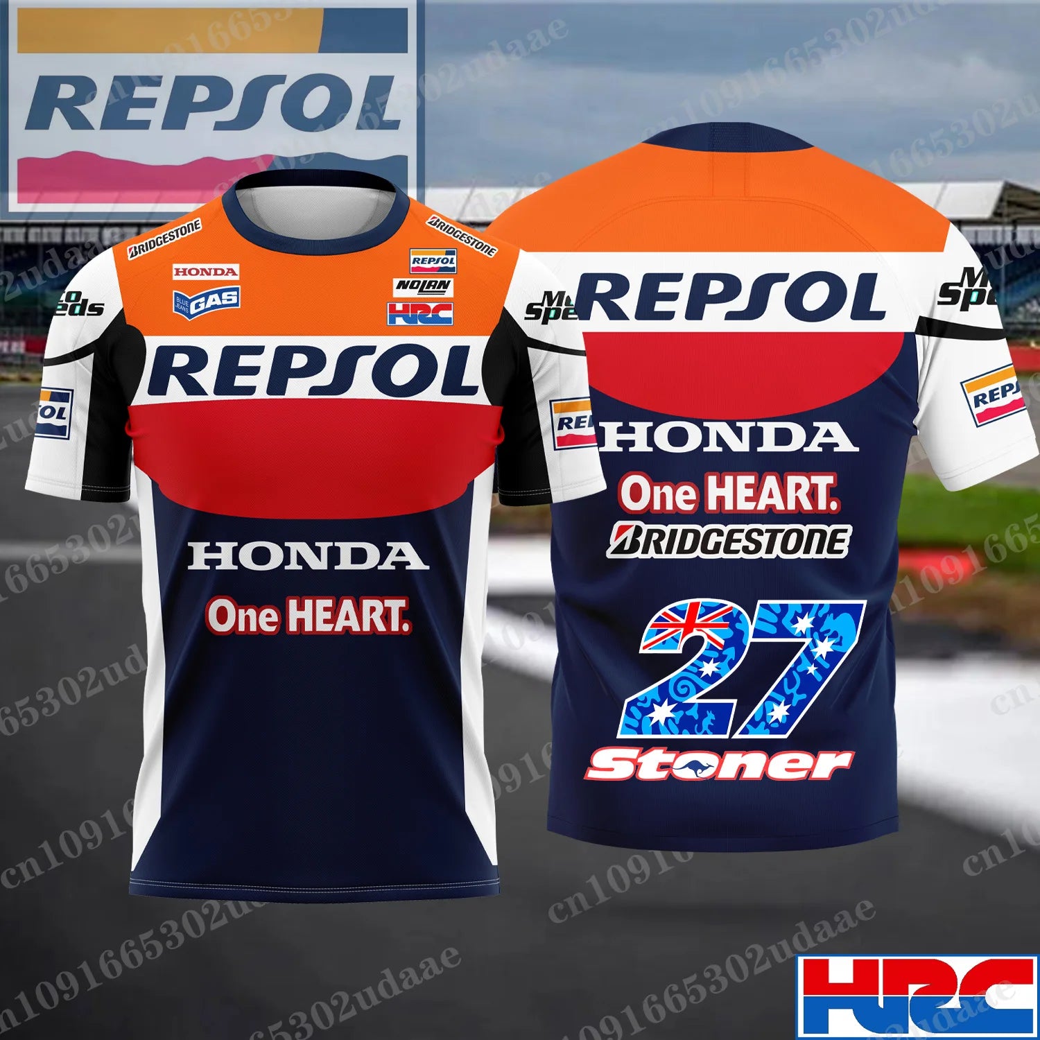 Vintage Style REPSOL Honda Racing Men's Summer Breathable Sports T-Shirt Track Short Sleeve