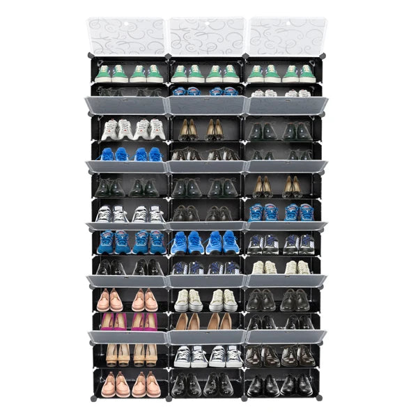 12-Tier Portable 72 Pair Shoe Rack Organizer 36 Grids Tower Shelf Storage Cabinet Stand Expandable for Heels, Boots, Slippers