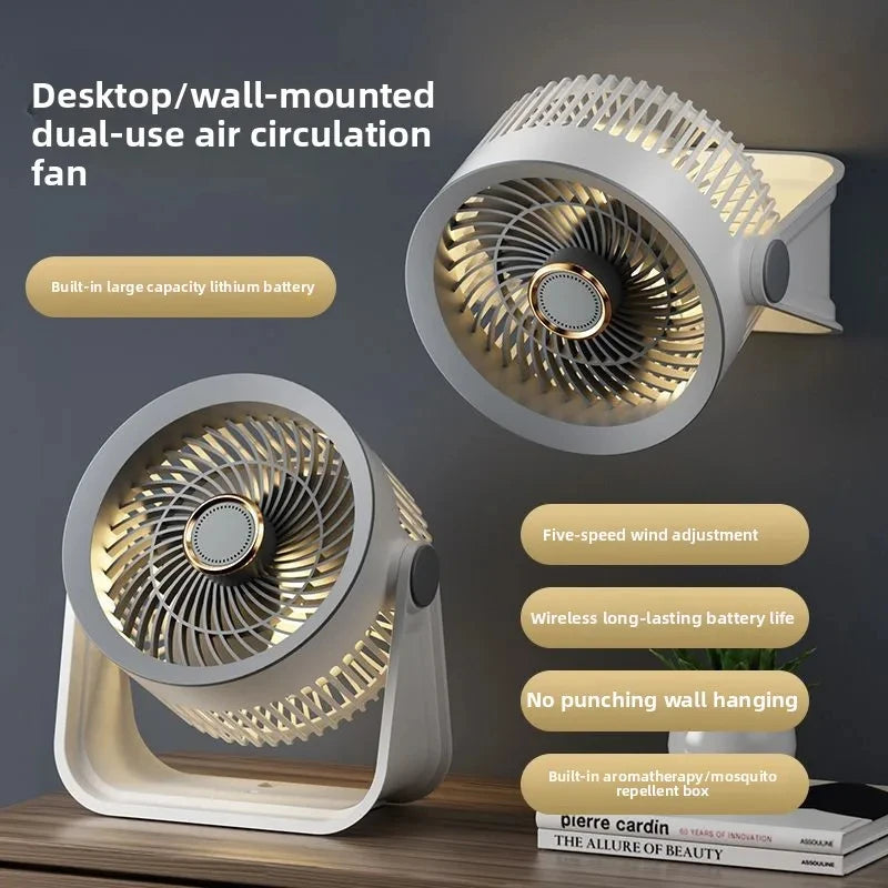 Cordless Electric Fan 4000mah Wireless Portable Air Circulator Fan Desktop Wall Ceiling Air Cooling Cooler Quiet Ventilator