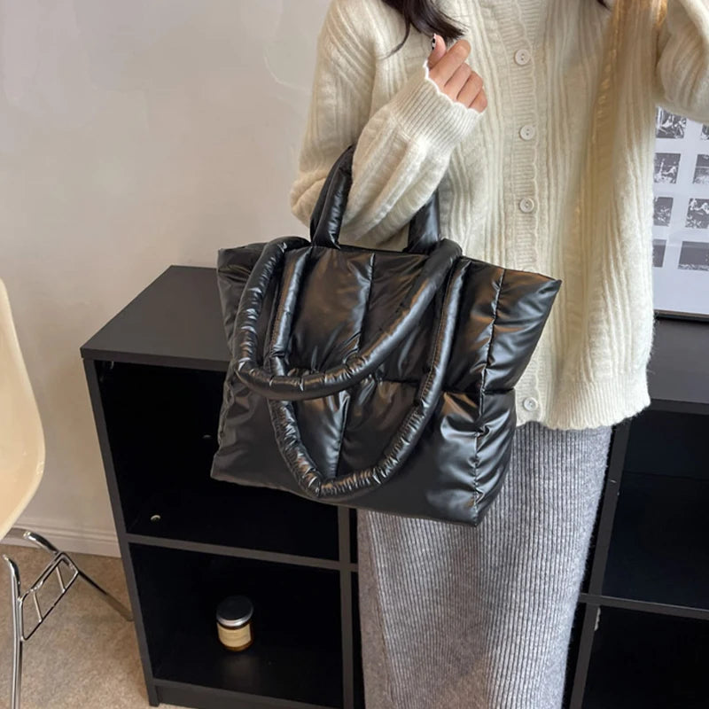 Yogodlns Large Capacity Underarm Bag Fashion Quilted Women Shoulder Bag Designer Space Padded Cotton Handbag Luxury Shopper Tote