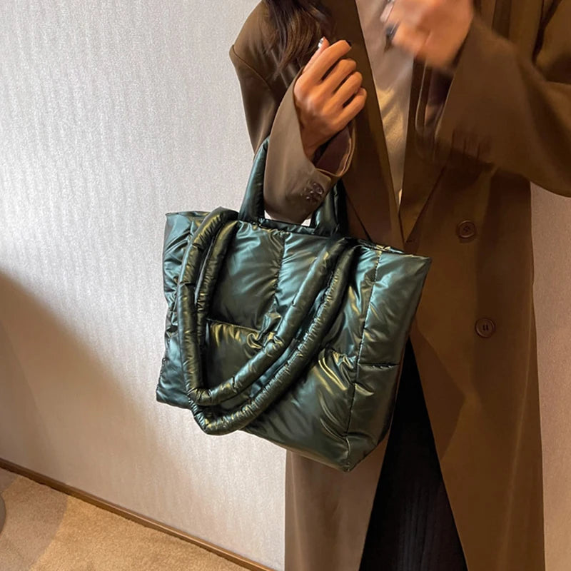 Yogodlns Large Capacity Underarm Bag Fashion Quilted Women Shoulder Bag Designer Space Padded Cotton Handbag Luxury Shopper Tote