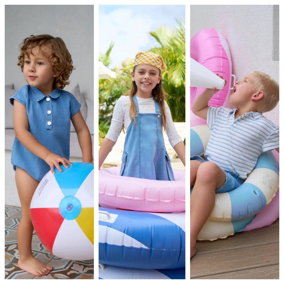 AS  SS2026 blue denim Collection super high quality bamboo knot denim fabric boys girls family match weekday clothes