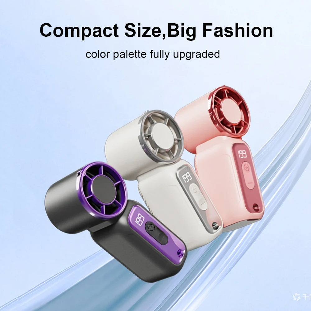 Portable Mini  Handheld Fan Personal Pocket-Sized Digital Display Hand Fan USB Rechargeable Outdoor Small Pocket Hand Fan