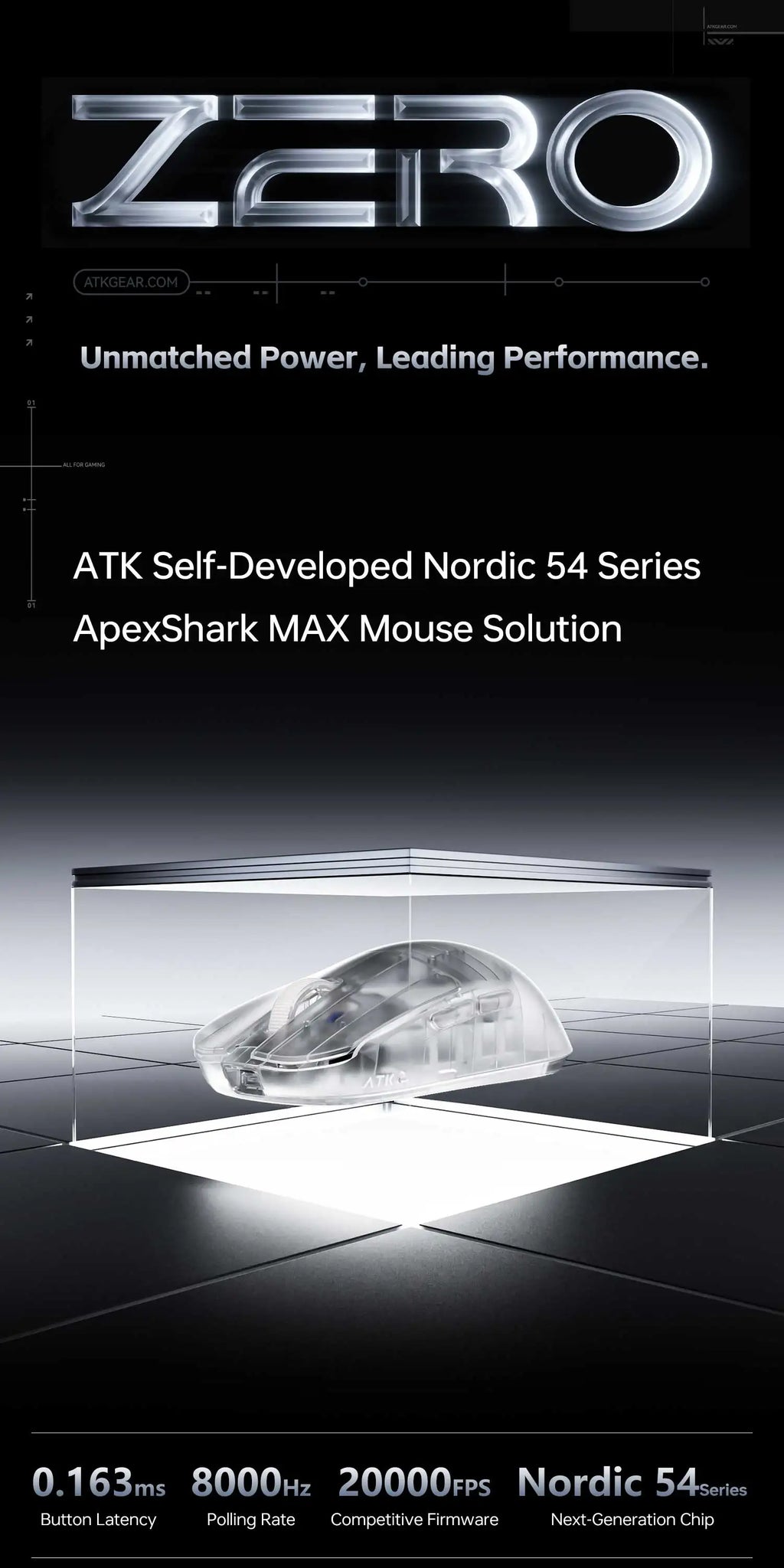 ATK Blazing Sky ZERO Ultralight Wireless Gaming Mouse Dual 8K PAW3950Ultra Transducer Wireless Mouse Ergonomic Mouse Foggy Mice