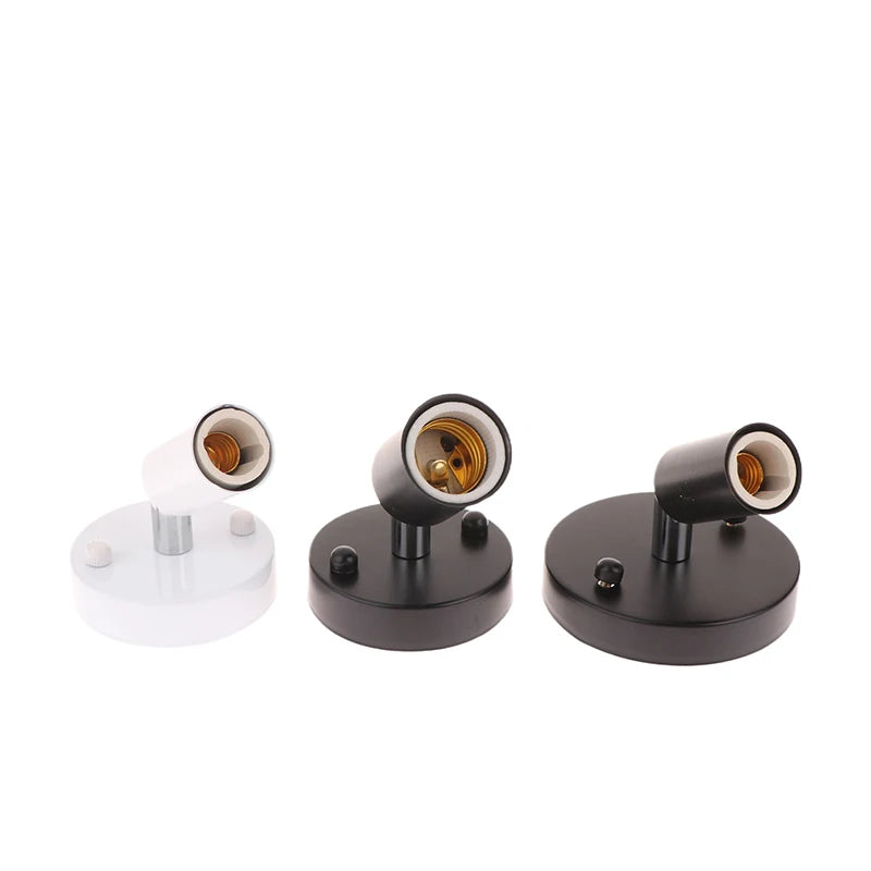 1Set Vintage E27/E14 Wall Lamp 180 Degree Rotation Socket Holder Adapter Iron Celling Light Sconces Adjustable Metal Lamp Base