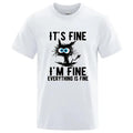 Men's High Quality T-shirt 100_ Cotton Funny Cool Cat Printed T-shirt Casual Men's Short Sleeve T-shirt for Men T-Shirt Male Top
