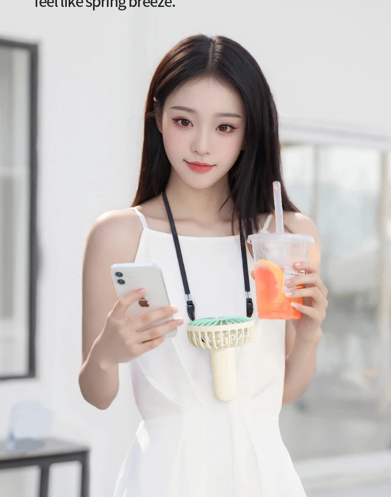 Portable Handheld Fan Mini USB Fan With 6 Speeds and Digital Display Foldable 3-in-1 Handheld Neck and Desktop Fan For Outdoor