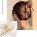 Elegant Imitation Pearl Hairpins Korean Geometric Hair Claws for Women Shark Clip Back Head Hair Clip Barrettes Hair Accessories