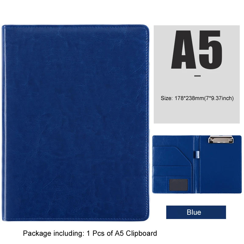 A5/B5 Leather Padfolio Executive Clipboard Document Holder Flip Design with Card Slots ID Window for Business Contract Signing