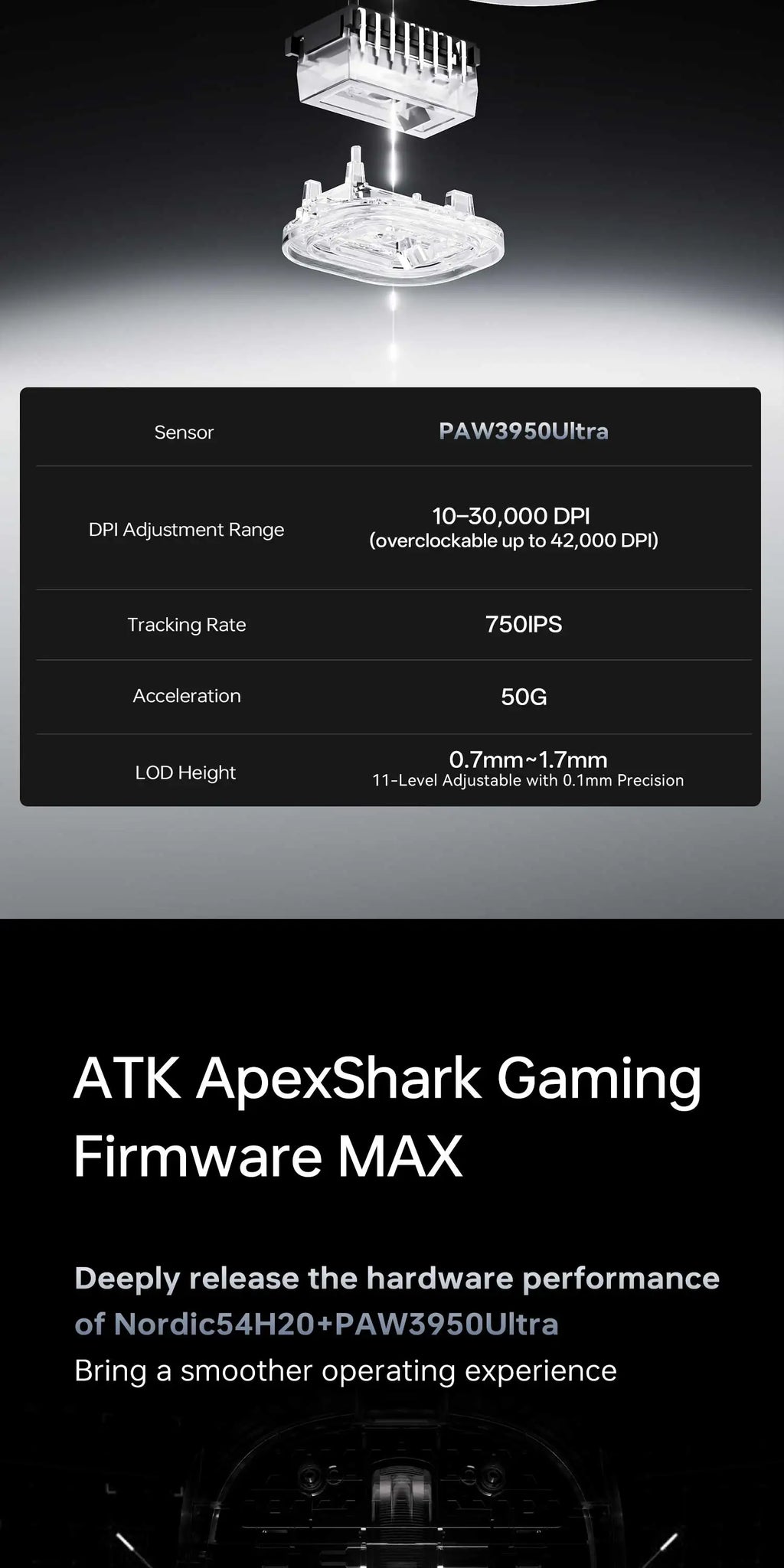 ATK Blazing Sky ZERO Ultralight Wireless Gaming Mouse Dual 8K PAW3950Ultra Transducer Wireless Mouse Ergonomic Mouse Foggy Mice