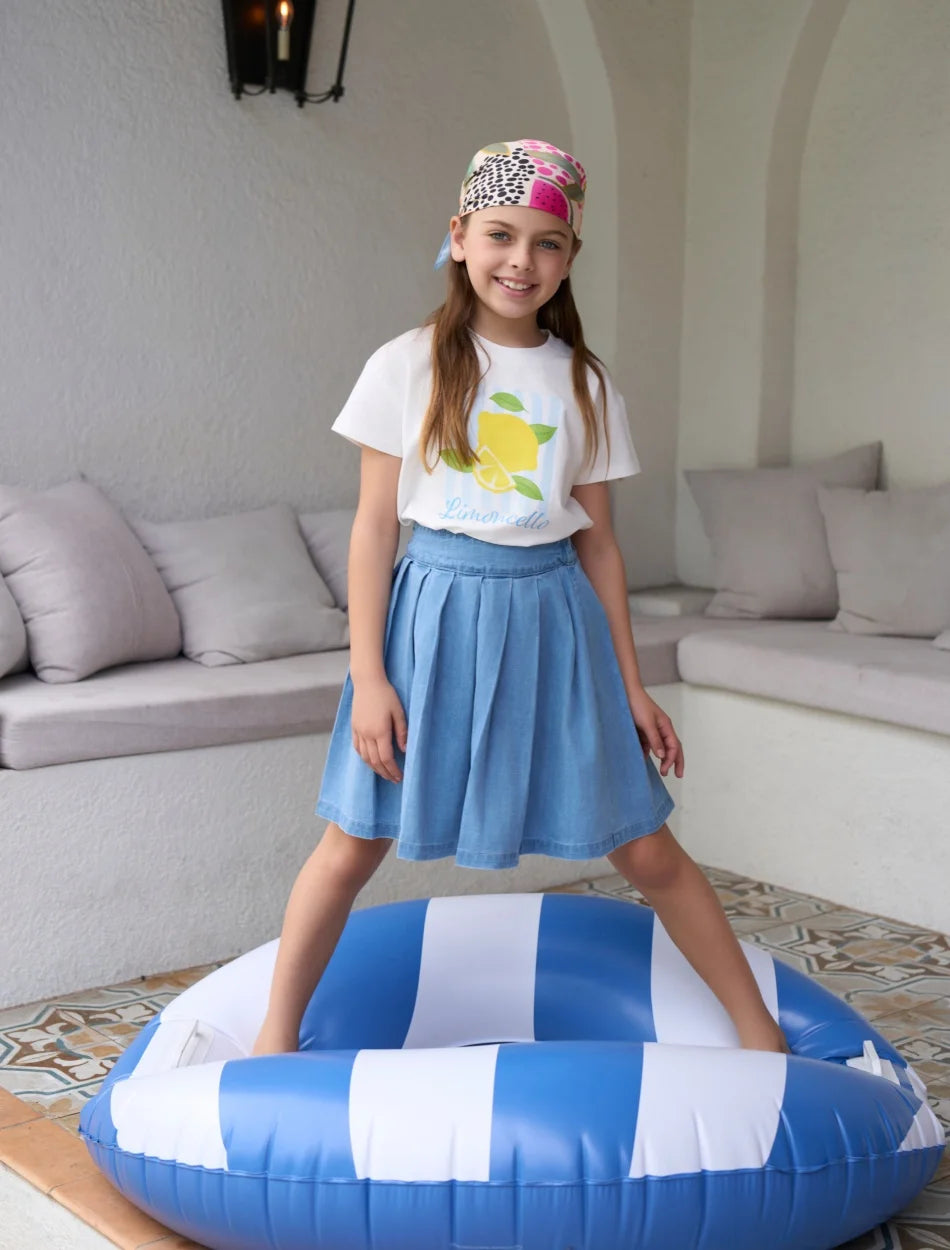 AS  SS2026 blue denim Collection super high quality bamboo knot denim fabric boys girls family match weekday clothes