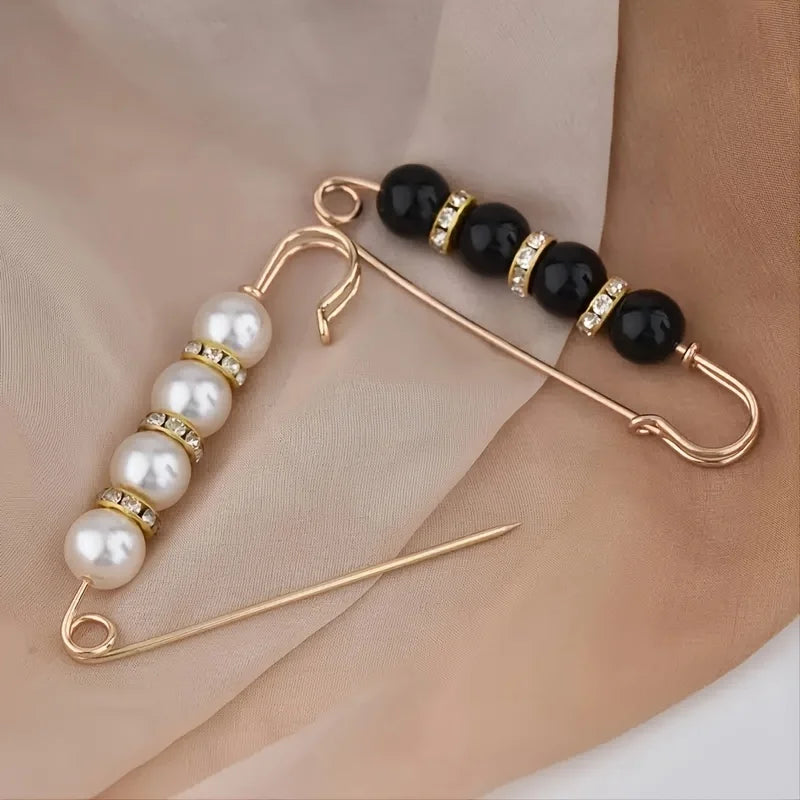 Ladies sweater shawl clip fake pearl brooch dress skirt waist decorative neckline safety pin