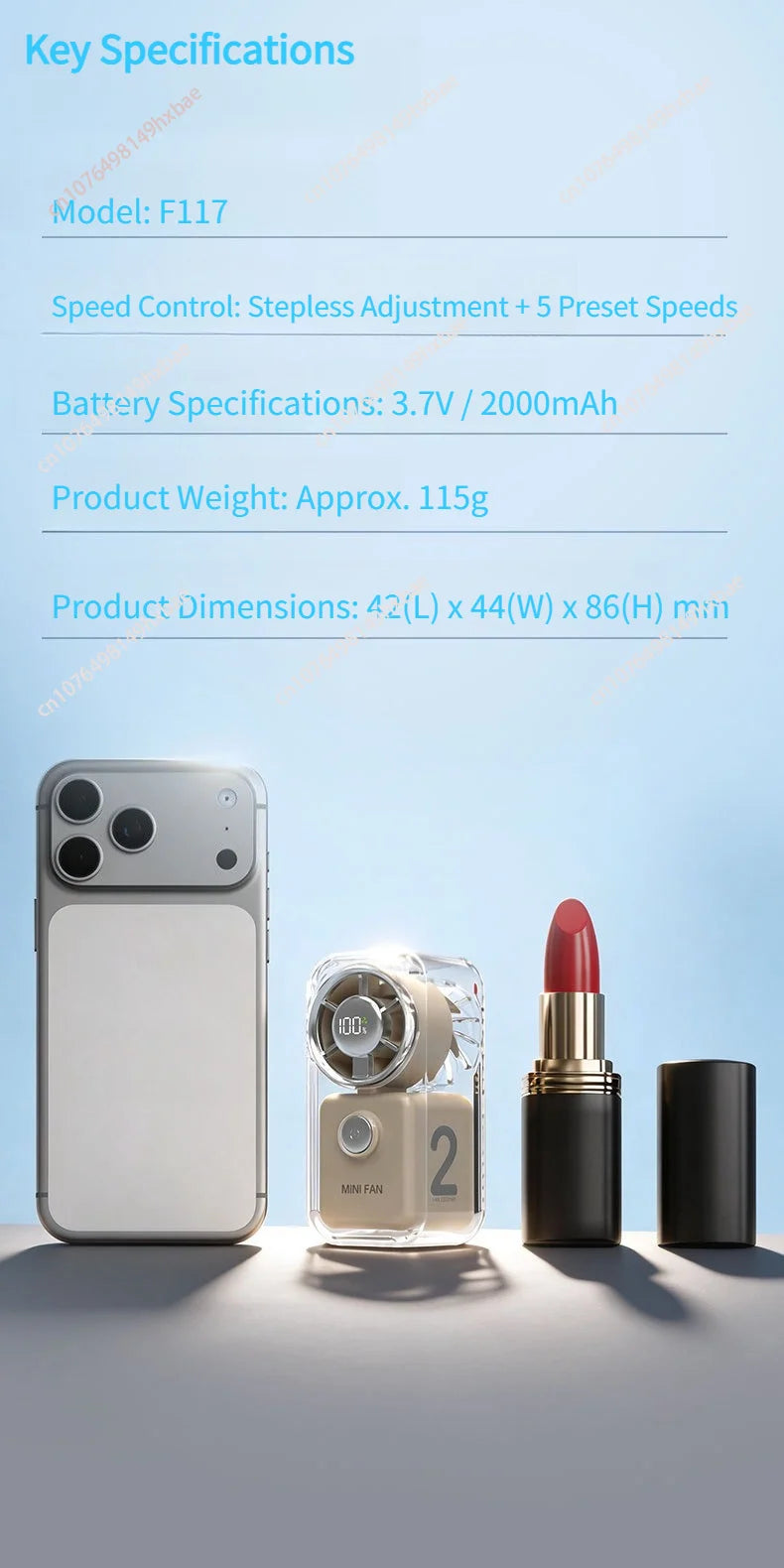 Portable mini fan | silent | long battery life/mini handheld fan, portable USB charging pocket fan, 5-speed silent cooling fan