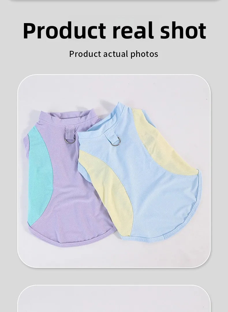 Dog cooling vest - summer sun protection, lightweight color block design, pet tank top, ice-cooling, breathable pet apparel
