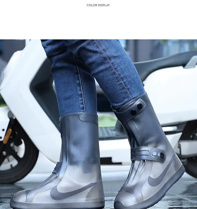 Waterproof Shoe Cover Silicone High Top Rain Boots Cover Non-slip Shoes Protector Outdoor Reusable Thickened Footwear WaterShoes